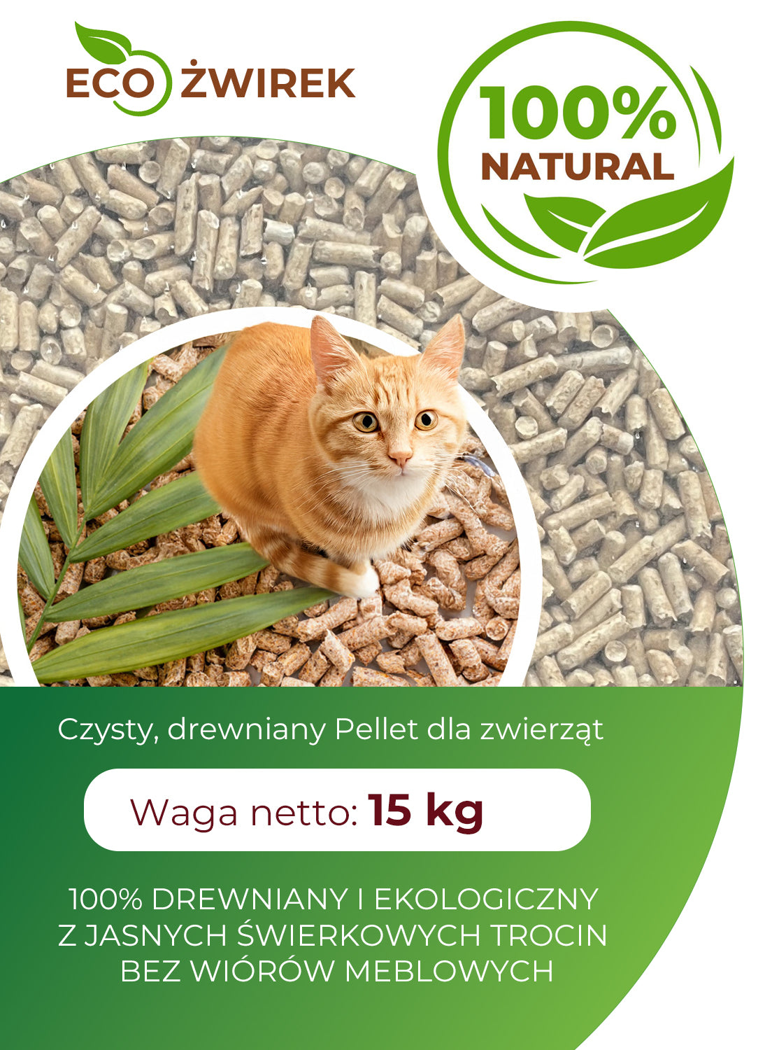 ECO żwirek drewniany pellet dla zwierząt 15 kg naturalny i ekologiczny
