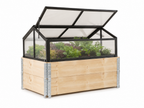 Zestaw 2 naturalnych grządek podwyższonych 1200x800 + mini szklarnia ogrodowa ORGANIC