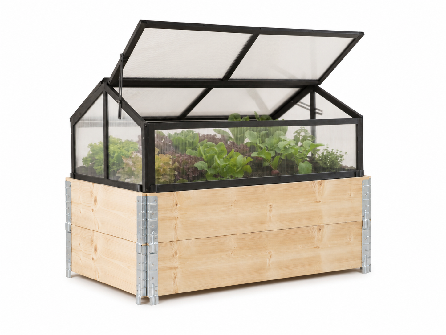 Zestaw 2 naturalnych grządek podwyższonych 1200x800 + mini szklarnia ogrodowa ORGANIC