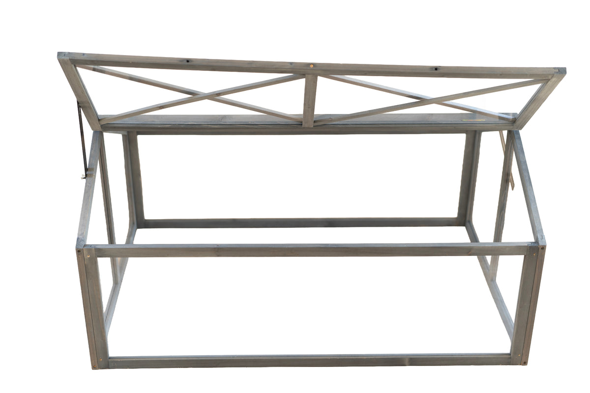Zestaw szarej grządki podwyższonej 1200x800 + mini szklarnia AURA LUX + wkład z agrowłókniny